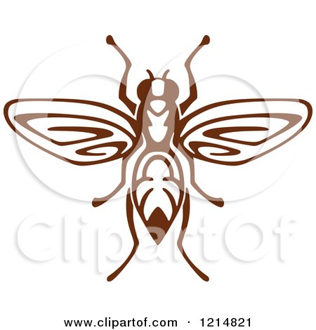 Clipart of a Brown Woodcut Wasp - Royalty Free Vector Illustration by Vector Tradition SM