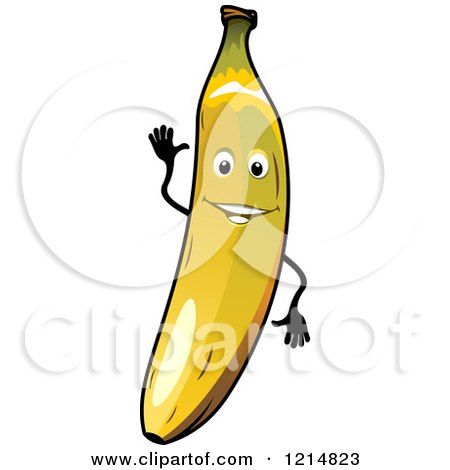 Clipart of a Waving Banana Character - Royalty Free Vector Illustration by Vector Tradition SM