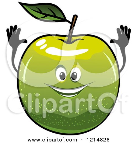 Clipart of a Happy Green Apple Character - Royalty Free Vector Illustration by Vector Tradition SM