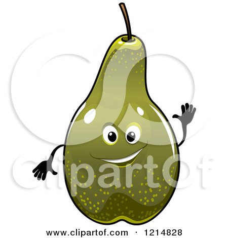 Clipart of a Waving Pear Character - Royalty Free Vector Illustration by Vector Tradition SM