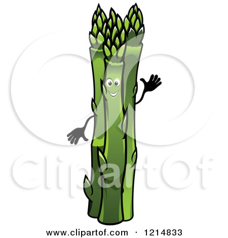 Clipart of a Waving Asparagus Character - Royalty Free Vector Illustration by Vector Tradition SM