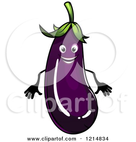 Clipart of a Happy Purple Eggplant Character - Royalty Free Vector Illustration by Vector Tradition SM
