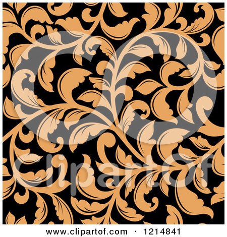 Clipart of a Seamless Tan and Black Floral Pattern - Royalty Free Vector Illustration by Vector Tradition SM