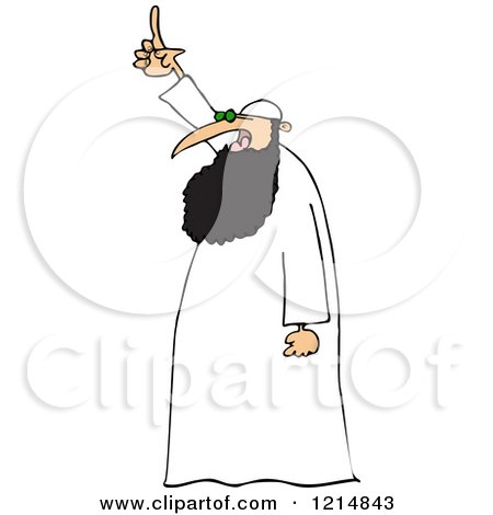 Clipart of a Muslim Cleric Man Pointing Upwards - Royalty Free Vector Illustration by djart