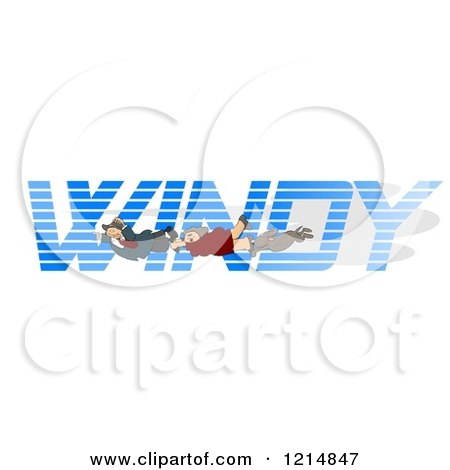 Clipart of a Dog and People Holding onto the Word WINDY - Royalty Free Illustration by djart