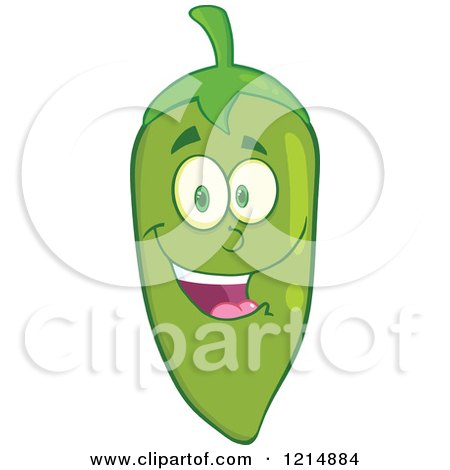 Cartoon of a Happy Green Chili Pepper Character - Royalty Free Vector Clipart by Hit Toon