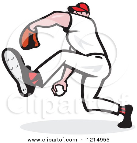Clipart of a Baseball Player Athlete Lifting a Leg and Pitching - Royalty Free Vector Illustration by patrimonio