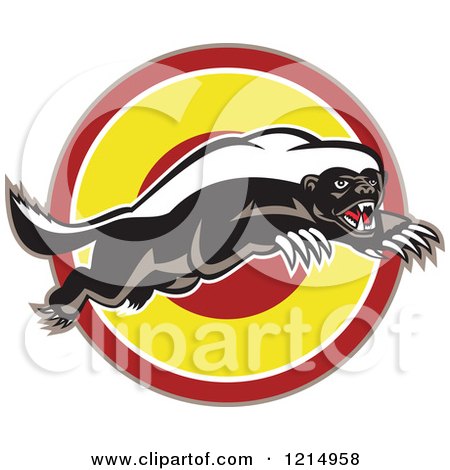 Clipart of a Honey Badger Mascot Leaping over a Target - Royalty Free Vector Illustration by patrimonio