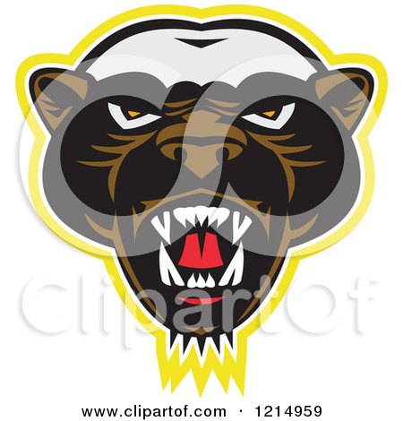 Clipart of an Angry Honey Badger Mascot Face - Royalty Free Vector Illustration by patrimonio
