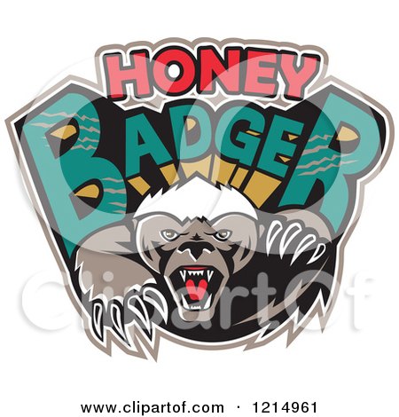 Clipart of an Aggressive Honey Badger Mascot with Text - Royalty Free Vector Illustration by patrimonio