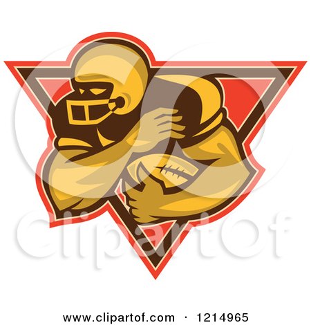 Clipart of a Running Back American Football Player with the Ball in a Triangle - Royalty Free Vector Illustration by patrimonio