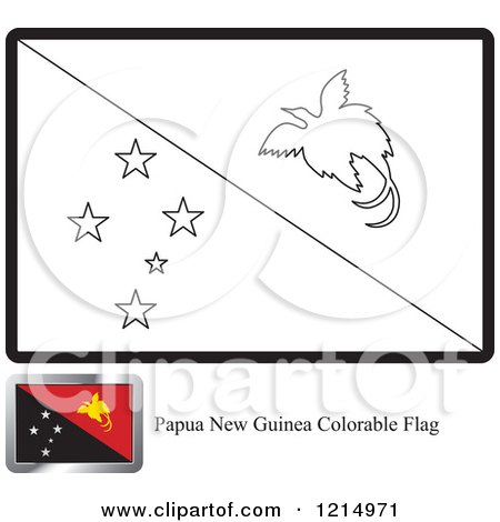 Clipart of a Coloring Page and Sample for a Papua New Guinea Flag - Royalty Free Vector Illustration by Lal Perera