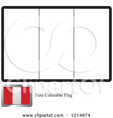 Clipart of a Coloring Page and Sample for a Peru Flag - Royalty Free Vector Illustration by Lal Perera