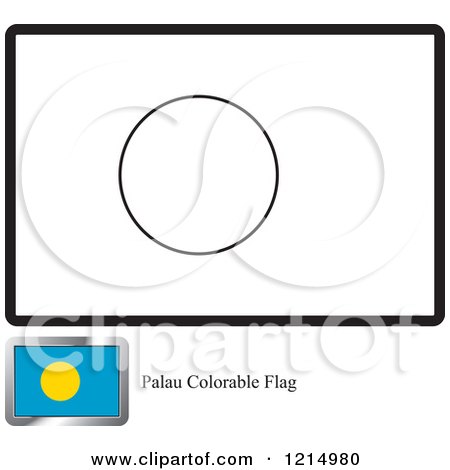 Clipart of a Coloring Page and Sample for a Palau Flag - Royalty Free Vector Illustration by Lal Perera