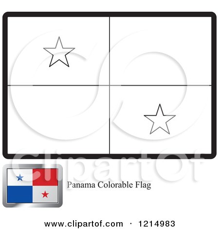 Clipart of a Coloring Page and Sample for a Panama Flag - Royalty Free Vector Illustration by Lal Perera