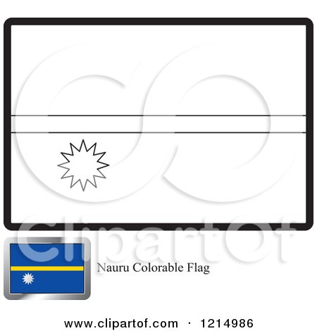 Clipart of a Coloring Page and Sample for a Nauru Flag - Royalty Free Vector Illustration by Lal Perera