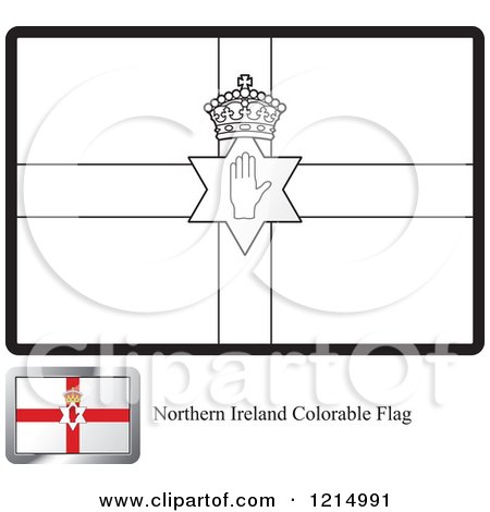 Clipart of a Coloring Page and Sample for a Northern Ireland Flag - Royalty Free Vector Illustration by Lal Perera