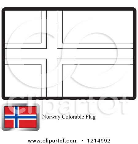 Clipart of a Coloring Page and Sample for a Norway Flag - Royalty Free Vector Illustration by Lal Perera