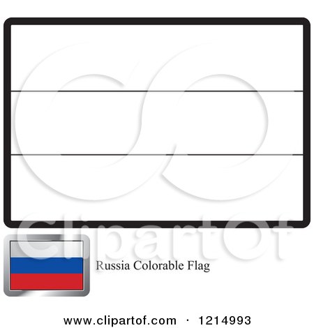 Clipart of a Coloring Page and Sample for a Russia Flag - Royalty Free Vector Illustration by Lal Perera