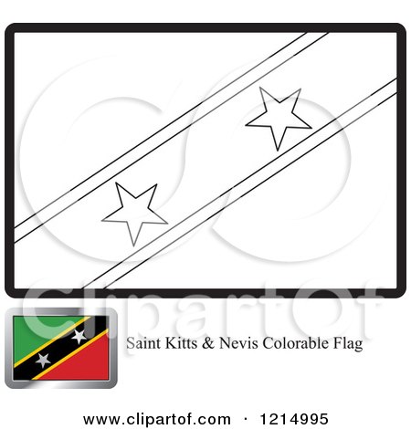 Clipart of a Coloring Page and Sample for a Saint Kitts and Nevis Flag