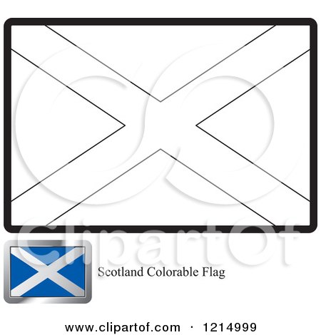 Clipart of a Coloring Page and Sample for a Scotland Flag - Royalty Free Vector Illustration by Lal Perera