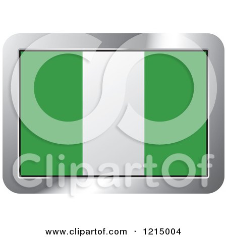 Clipart of a Nigeria Flag and Silver Frame Icon - Royalty Free Vector Illustration by Lal Perera