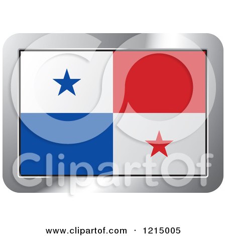 Clipart of a Panama Flag and Silver Frame Icon - Royalty Free Vector Illustration by Lal Perera