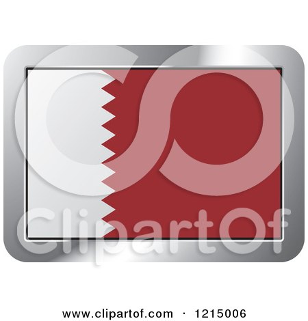 Clipart of a Quatar Flag and Silver Frame Icon - Royalty Free Vector Illustration by Lal Perera