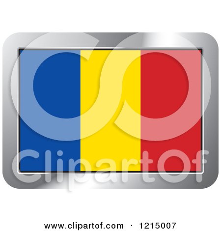 Clipart of a Romania Flag and Silver Frame Icon - Royalty Free Vector Illustration by Lal Perera