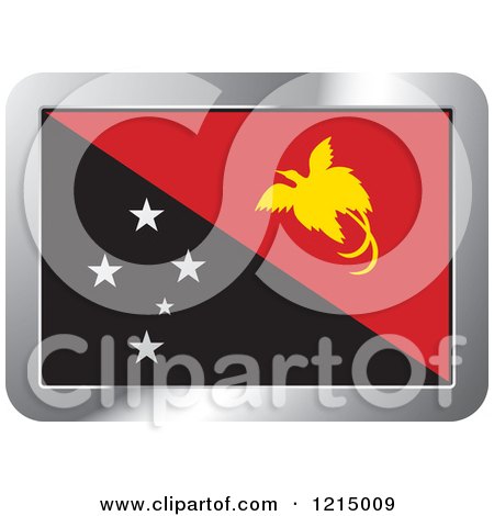 Clipart of a Papua New Guinea Flag and Silver Frame Icon - Royalty Free Vector Illustration by Lal Perera