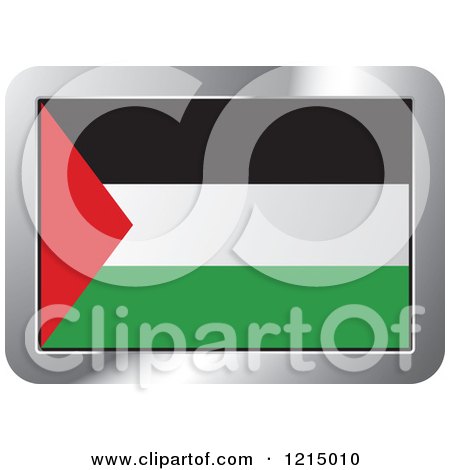 Clipart of a Palestine Flag and Silver Frame Icon - Royalty Free Vector Illustration by Lal Perera
