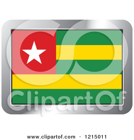 Clipart of a Togo Flag and Silver Frame Icon - Royalty Free Vector Illustration by Lal Perera