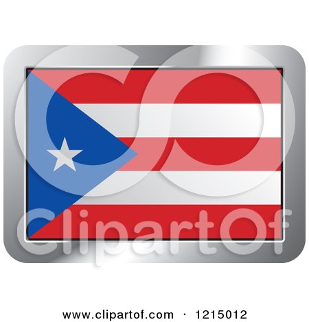 Clipart of a Puerto Rico Flag and Silver Frame Icon - Royalty Free Vector Illustration by Lal Perera