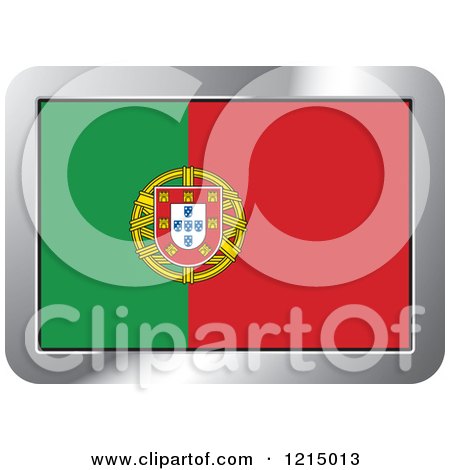 Clipart of a Portugal Flag and Silver Frame Icon - Royalty Free Vector Illustration by Lal Perera