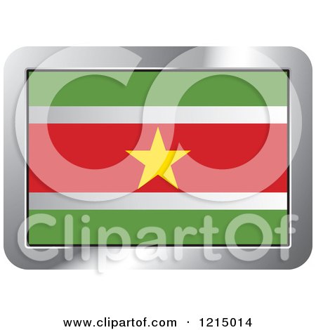 Clipart of a Suriname Flag and Silver Frame Icon - Royalty Free Vector Illustration by Lal Perera
