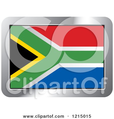 Clipart of a South Africa Flag and Silver Frame Icon - Royalty Free Vector Illustration by Lal Perera