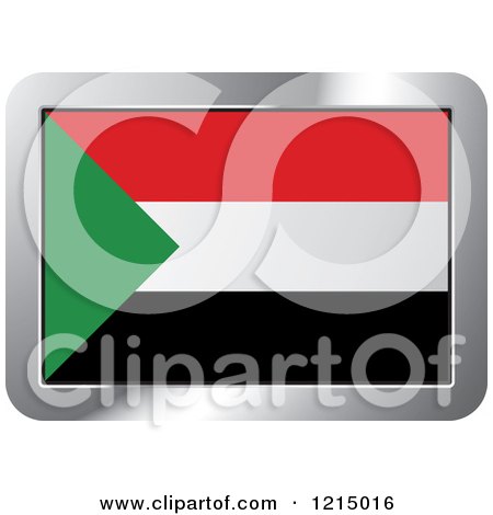Clipart of a Sudan Flag and Silver Frame Icon - Royalty Free Vector Illustration by Lal Perera