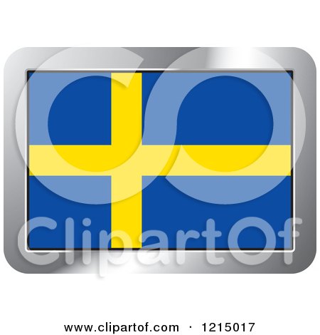 Clipart of a Sweden Flag and Silver Frame Icon - Royalty Free Vector Illustration by Lal Perera