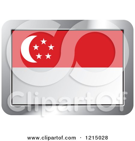 Clipart of a Singapore Flag and Silver Frame Icon - Royalty Free Vector Illustration by Lal Perera