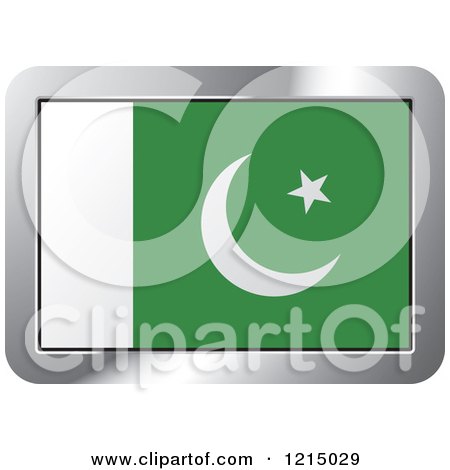 Clipart of a Pakistan Flag and Silver Frame Icon - Royalty Free Vector Illustration by Lal Perera