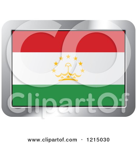 Clipart of a Tajikistan Flag and Silver Frame Icon - Royalty Free Vector Illustration by Lal Perera