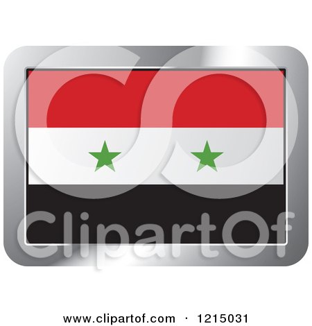 Clipart of a Syria Flag and Silver Frame Icon - Royalty Free Vector Illustration by Lal Perera