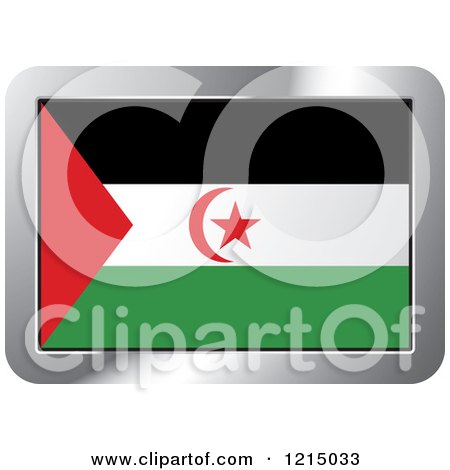 Clipart of a Western Sahara Flag and Silver Frame Icon - Royalty Free Vector Illustration by Lal Perera