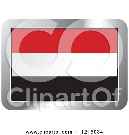 Clipart of a Yemen Flag and Silver Frame Icon - Royalty Free Vector Illustration by Lal Perera