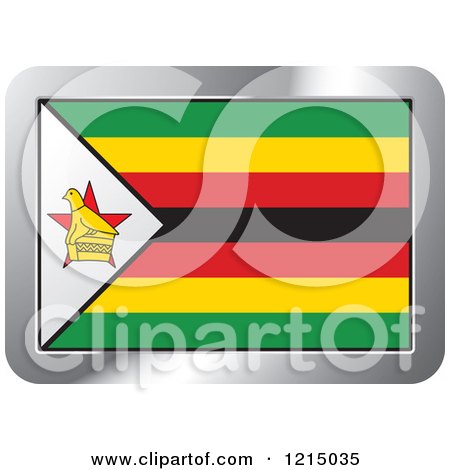 Clipart of a Zimbabwe Flag and Silver Frame Icon - Royalty Free Vector Illustration by Lal Perera