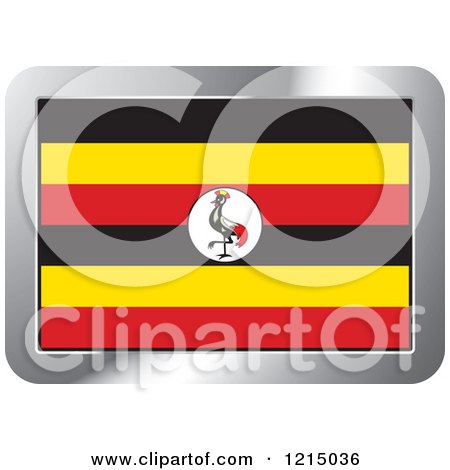 Clipart of a Uganda Flag and Silver Frame Icon - Royalty Free Vector Illustration by Lal Perera