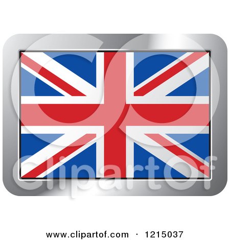 Clipart of a UK Flag and Silver Frame Icon - Royalty Free Vector Illustration by Lal Perera