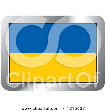 Clipart of a Ukraine Flag and Silver Frame Icon - Royalty Free Vector Illustration by Lal Perera