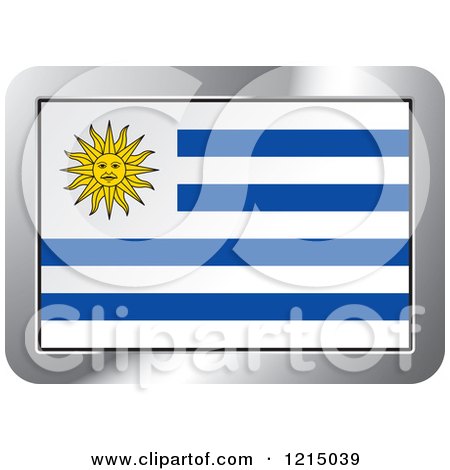 Clipart of a Uruguay Flag and Silver Frame Icon - Royalty Free Vector Illustration by Lal Perera
