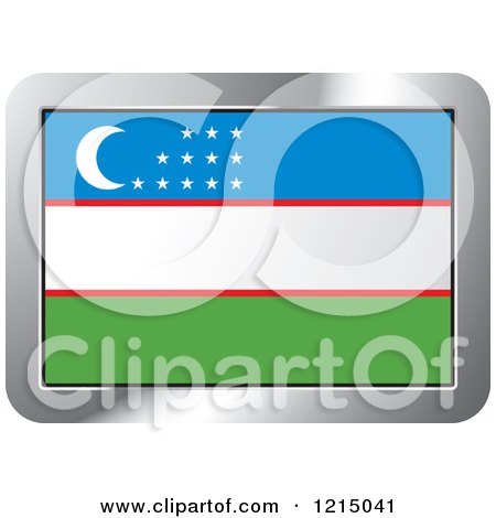 Clipart of a Uzbekistan Flag and Silver Frame Icon - Royalty Free Vector Illustration by Lal Perera